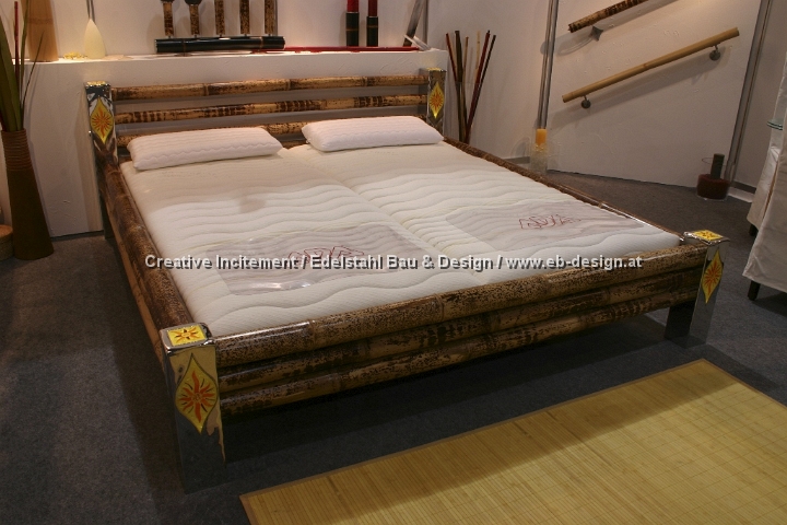 Bambusdesign Bett mit Edelstahl