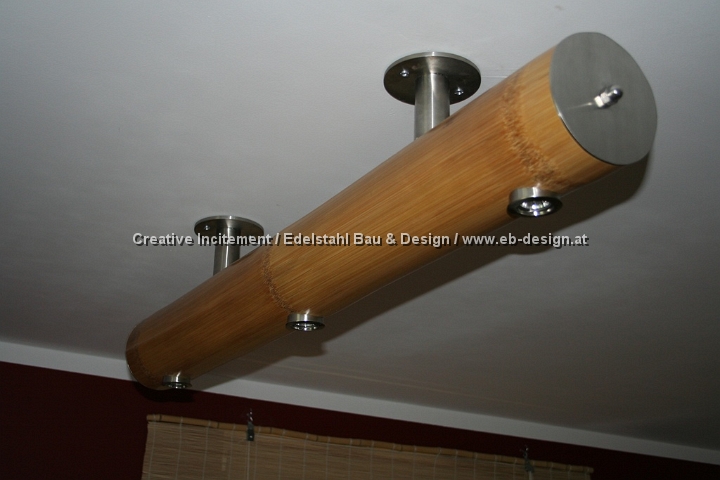 Bambusrohr als Deckenlampe mit LED Spot