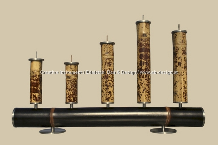Kerzenhalter aus Bambus mit Edelstahl