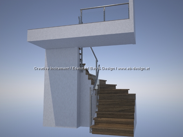 Edlstahlgelnder mit Treppe visualisierung